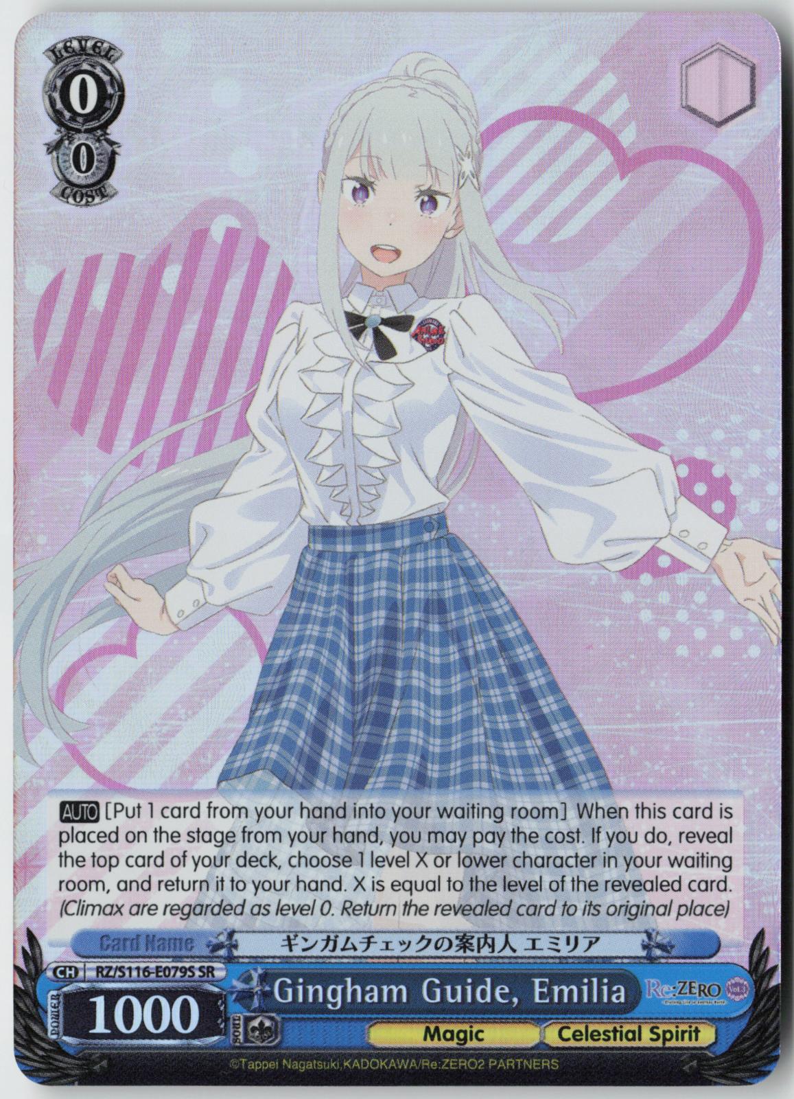 Gingham Guide, Emilia (SR) RZ/S116-E079S Re:ZERO Vol.3 NM